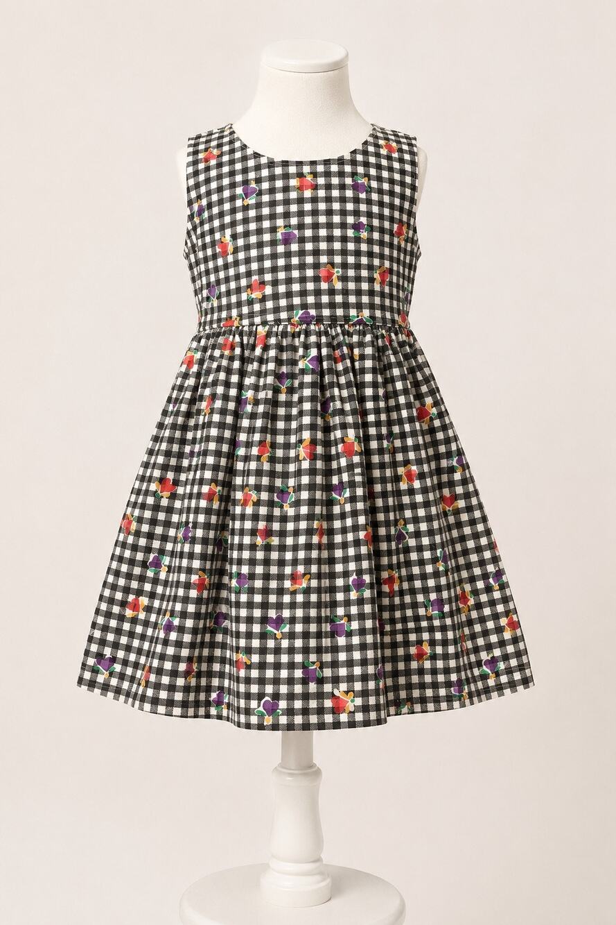 Vintage Boston Traders Girls 4T Gingham Butterfly Dress 100% Cotton